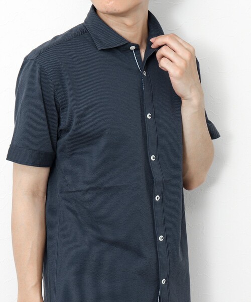 NOLLEY’S（ノーリーズ）の「《ビジカジ対応》サッカージャージ パラシュート半袖シャツ（シャツ/ブラウス・メンズ・ネイビー/ブルー系その他/ブルー・S/M/L/XL）」の20枚目の写真