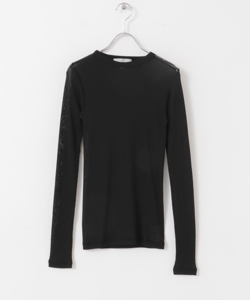 audrey and john wad（オードリーアンドジョンワッド）の「Audrey and John Wad　C/Ny 丸胴テレコ（Tシャツ/カットソー・レディース・ブラック/オフホワイト/グレー・FREE）」の3枚目の写真