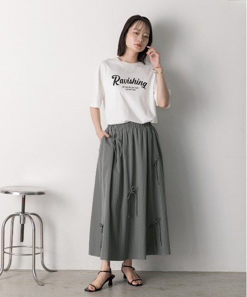 ad thie(アドティエ)の「リボンデザイン ワッシャーフレアスカート(スカート・レディース・ブラック/グレー/オフホワイト・FREE)」の12枚目の写真