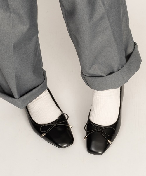 SVEC（シュベック）の「スクエアヒール リボンパンプス / バレエシューズ ballet shoes（パンプス・レディース・ブラック/ホワイト/レッド/ブラック系その他・40/38/37/36/39）」の12枚目の写真