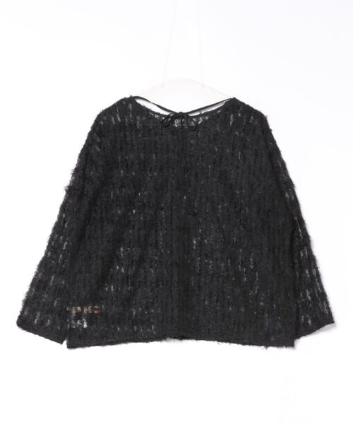 Q(キュー)の「チュールフリル前後2wayトップス(Tシャツ/カットソー・レディース・ブラック/アイボリー・MEDIUM)」の3枚目の写真