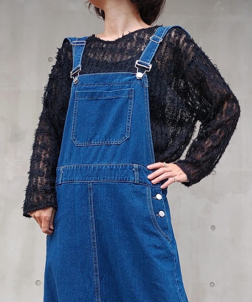 Q(キュー)の「チュールフリル前後2wayトップス(Tシャツ/カットソー・レディース・ブラック/アイボリー・MEDIUM)」の1枚目の写真