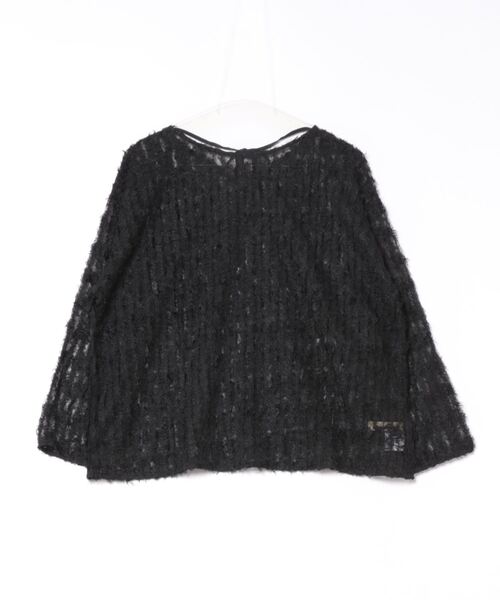 Q(キュー)の「チュールフリル前後2wayトップス(Tシャツ/カットソー・レディース・ブラック/アイボリー・MEDIUM)」の12枚目の写真