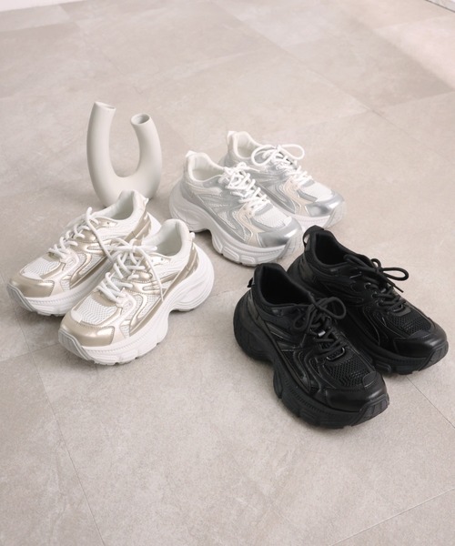 VIVIAN（ヴィヴィアン）の「厚底異素材コンビハイテクダッドスニーカー（スニーカー・レディース・シルバー/ブラック/ゴールド・41/39/37/35）」の6枚目の写真