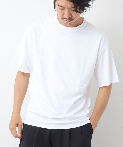 NOLLEY'S goodman(ノーリーズグッドマン)の「ペルー綿 ハイゲージベア天竺 ダブルクロスTシャツ(Tシャツ/カットソー・メンズ・ブラック/ホワイト・L/M)」の2枚目の写真