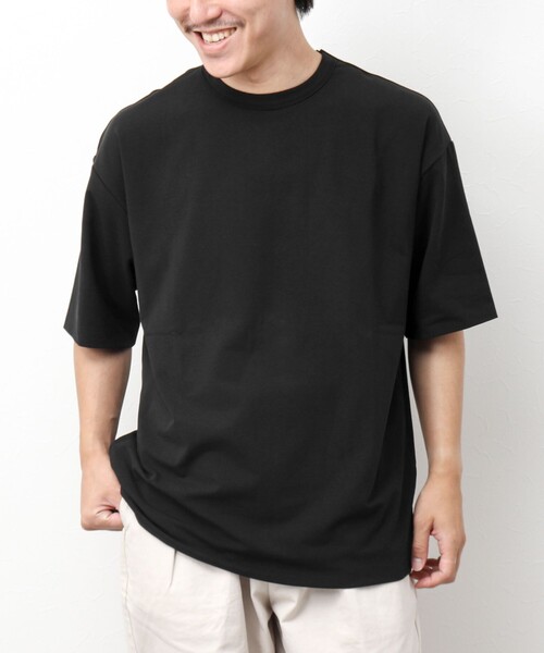 NOLLEY'S goodman(ノーリーズグッドマン)の「ペルー綿 ハイゲージベア天竺 ダブルクロスTシャツ(Tシャツ/カットソー・メンズ・ブラック/ホワイト・L/M)」の1枚目の写真