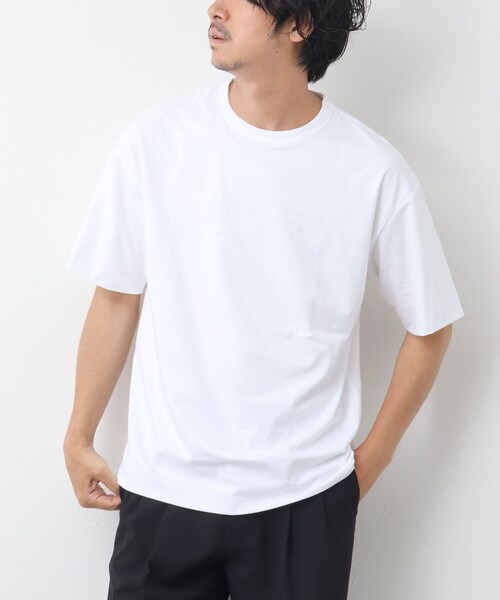NOLLEY'S goodman(ノーリーズグッドマン)の「ペルー綿 ハイゲージベア天竺 ダブルクロスTシャツ(Tシャツ/カットソー・メンズ・ブラック/ホワイト・L/M)」の3枚目の写真
