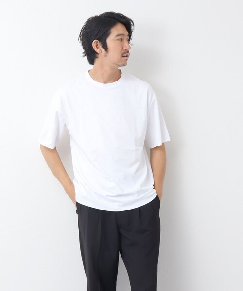 NOLLEY'S goodman(ノーリーズグッドマン)の「ペルー綿 ハイゲージベア天竺 ダブルクロスTシャツ(Tシャツ/カットソー・メンズ・ブラック/ホワイト・L/M)」の6枚目の写真