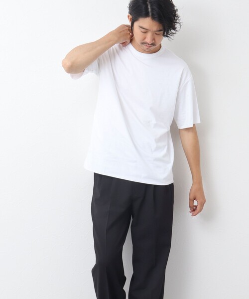 NOLLEY'S goodman(ノーリーズグッドマン)の「ペルー綿 ハイゲージベア天竺 ダブルクロスTシャツ(Tシャツ/カットソー・メンズ・ブラック/ホワイト・L/M)」の7枚目の写真
