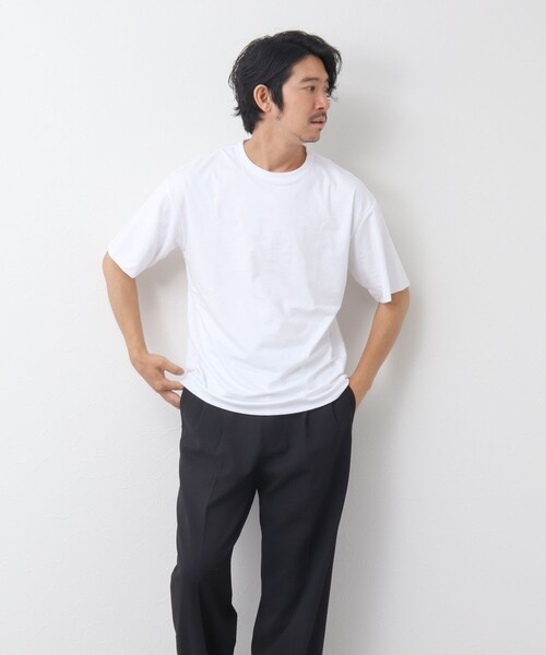 NOLLEY'S goodman(ノーリーズグッドマン)の「ペルー綿 ハイゲージベア天竺 ダブルクロスTシャツ(Tシャツ/カットソー・メンズ・ブラック/ホワイト・L/M)」の10枚目の写真