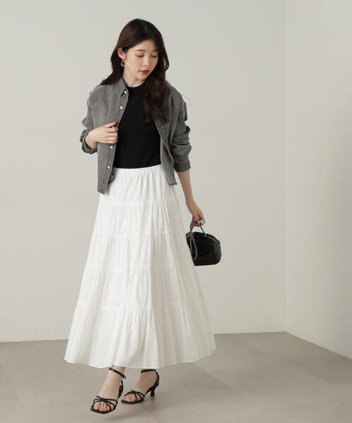 PROPORTION BODY DRESSING(プロポーションボディドレッシング)の「ティアードスカート / 1214220505(スカート・レディース・ブルー/ブラウン/ホワイト・MEDIUM/SMALL)」の4枚目の写真