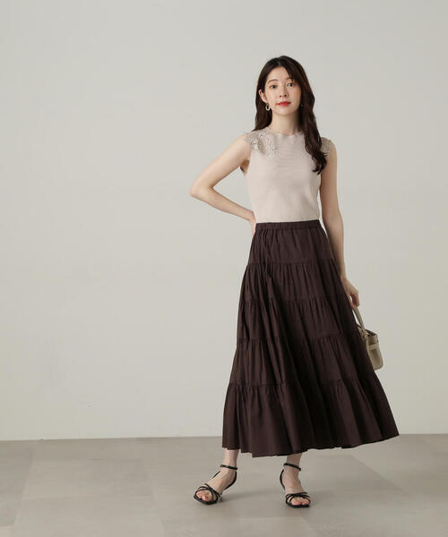 PROPORTION BODY DRESSING(プロポーションボディドレッシング)の「ティアードスカート / 1214220505(スカート・レディース・ブルー/ブラウン/ホワイト・MEDIUM/SMALL)」の7枚目の写真