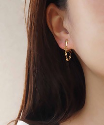 saran jewelry/デザイン ペタル チェーン ミニ イヤリング
