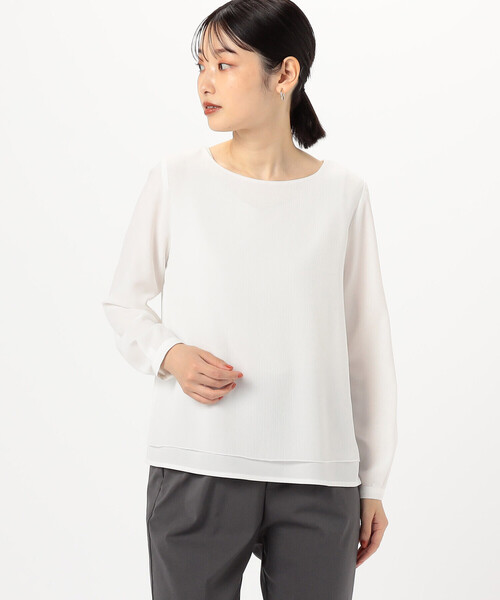 COMME CA ISM(コムサイズム)の「レイヤード風 ブラウス(長袖)(シャツ/ブラウス・レディース・ライトグレー/ホワイト・LARGE/MEDIUM/SMALL)」の2枚目の写真