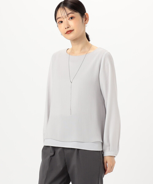 COMME CA ISM(コムサイズム)の「レイヤード風 ブラウス(長袖)(シャツ/ブラウス・レディース・ライトグレー/ホワイト・LARGE/MEDIUM/SMALL)」の8枚目の写真