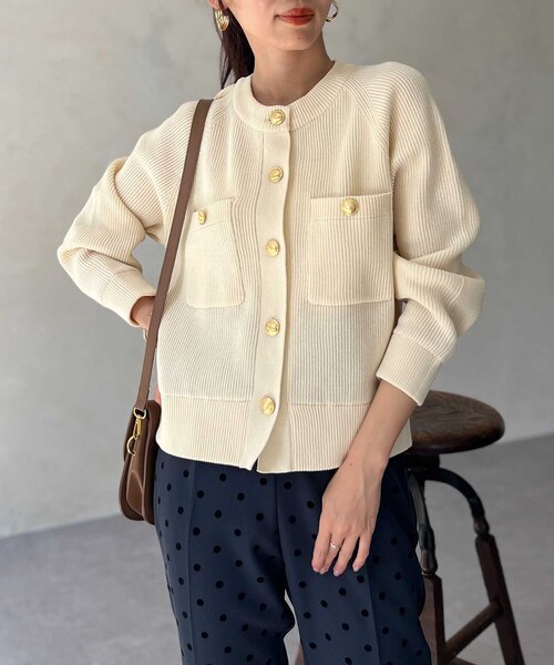 Chez toi（シェトワ）の「胸ポケGLDボタンカーディガン（カーディガン/ボレロ・レディース・ネイビー/レッド/アイボリー・FREE）」の8枚目の写真