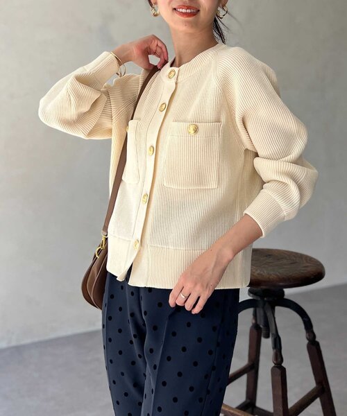 Chez toi（シェトワ）の「胸ポケGLDボタンカーディガン（カーディガン/ボレロ・レディース・ネイビー/レッド/アイボリー・FREE）」の7枚目の写真