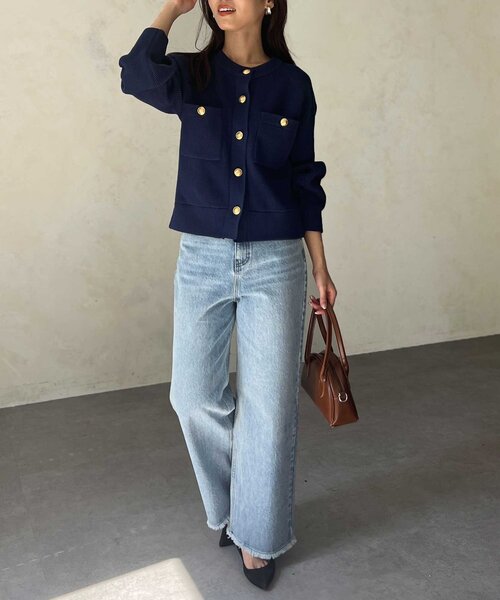 Chez toi（シェトワ）の「胸ポケGLDボタンカーディガン（カーディガン/ボレロ・レディース・ネイビー/レッド/アイボリー・FREE）」の21枚目の写真