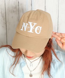 《NYCロゴ刺繍×ベーシックカラー》ユニセックス キャップ 調節可能 アジャスター付き 春夏秋冬