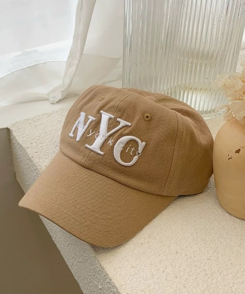 セール】《NYCロゴ刺繍×ベーシックカラー》ユニセックス キャップ 調節