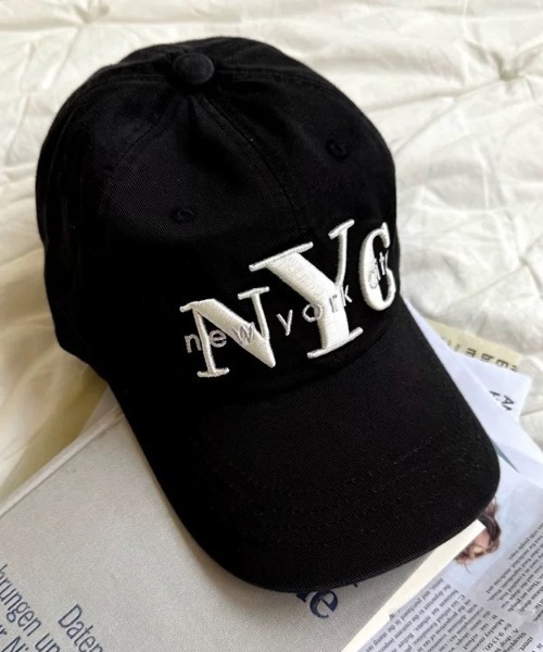 セール】《NYCロゴ刺繍×ベーシックカラー》ユニセックス キャップ 調節