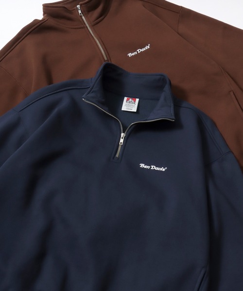 BEN DAVIS(ベンデイビス)の「BEN DAVIS/ベンデイビス HEAVY SWEAT HALF ZIP/オーバーサイズ 裏起毛 ロゴ ワンポイント刺繍 ハーフジップ ヘビー スウェット トレーナー/レディース メンズ(スウェット・メンズ・ネイビー/ブラウン/ブラック/アッシュグレー/オフホワイト/ブルー・M/L/XL)」の5枚目の写真