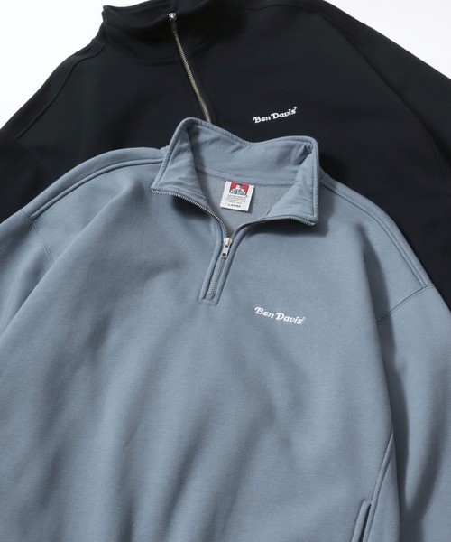 BEN DAVIS(ベンデイビス)の「BEN DAVIS/ベンデイビス HEAVY SWEAT HALF ZIP/オーバーサイズ 裏起毛 ロゴ ワンポイント刺繍 ハーフジップ ヘビー スウェット トレーナー/レディース メンズ(スウェット・メンズ・ネイビー/ブラウン/ブラック/アッシュグレー/オフホワイト/ブルー・M/L/XL)」の6枚目の写真