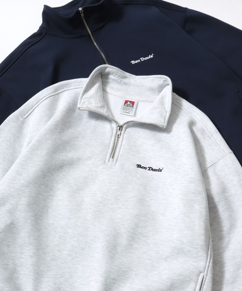 BEN DAVIS(ベンデイビス)の「BEN DAVIS/ベンデイビス HEAVY SWEAT HALF ZIP/オーバーサイズ 裏起毛 ロゴ ワンポイント刺繍 ハーフジップ ヘビー スウェット トレーナー/レディース メンズ(スウェット・メンズ・ネイビー/ブラウン/ブラック/アッシュグレー/オフホワイト/ブルー・M/L/XL)」の3枚目の写真