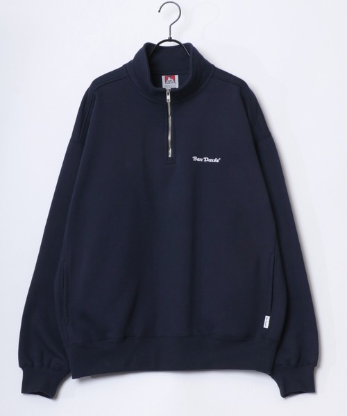 BEN DAVIS(ベンデイビス)の「BEN DAVIS/ベンデイビス HEAVY SWEAT HALF ZIP/オーバーサイズ 裏起毛 ロゴ ワンポイント刺繍 ハーフジップ ヘビー スウェット トレーナー/レディース メンズ(スウェット・メンズ・ネイビー/ブラウン/ブラック/アッシュグレー/オフホワイト/ブルー・M/L/XL)」の11枚目の写真