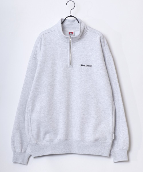 BEN DAVIS(ベンデイビス)の「BEN DAVIS/ベンデイビス HEAVY SWEAT HALF ZIP/オーバーサイズ 裏起毛 ロゴ ワンポイント刺繍 ハーフジップ ヘビー スウェット トレーナー/レディース メンズ(スウェット・メンズ・ネイビー/ブラウン/ブラック/アッシュグレー/オフホワイト/ブルー・M/L/XL)」の9枚目の写真