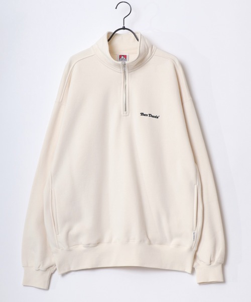 BEN DAVIS(ベンデイビス)の「BEN DAVIS/ベンデイビス HEAVY SWEAT HALF ZIP/オーバーサイズ 裏起毛 ロゴ ワンポイント刺繍 ハーフジップ ヘビー スウェット トレーナー/レディース メンズ(スウェット・メンズ・ネイビー/ブラウン/ブラック/アッシュグレー/オフホワイト/ブルー・M/L/XL)」の7枚目の写真