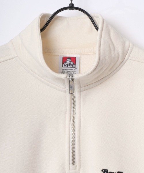 BEN DAVIS(ベンデイビス)の「BEN DAVIS/ベンデイビス HEAVY SWEAT HALF ZIP/オーバーサイズ 裏起毛 ロゴ ワンポイント刺繍 ハーフジップ ヘビー スウェット トレーナー/レディース メンズ(スウェット・メンズ・ネイビー/ブラウン/ブラック/アッシュグレー/オフホワイト/ブルー・M/L/XL)」の14枚目の写真