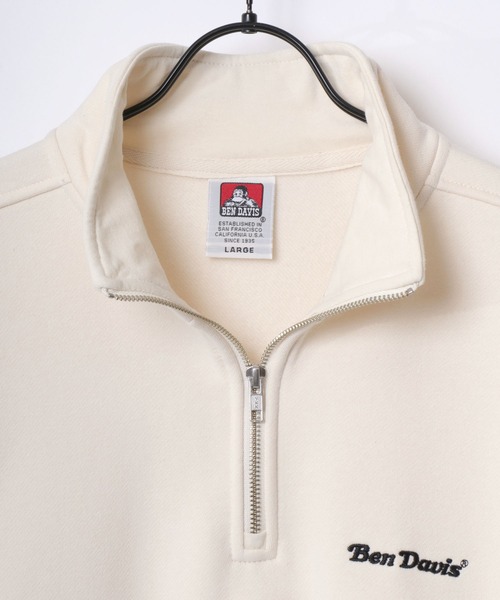 BEN DAVIS(ベンデイビス)の「BEN DAVIS/ベンデイビス HEAVY SWEAT HALF ZIP/オーバーサイズ 裏起毛 ロゴ ワンポイント刺繍 ハーフジップ ヘビー スウェット トレーナー/レディース メンズ(スウェット・メンズ・ネイビー/ブラウン/ブラック/アッシュグレー/オフホワイト/ブルー・M/L/XL)」の15枚目の写真