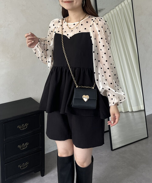 prose verse（プロズヴェール）の「シアードットハートネックビスチェドッキングペプラムブラウス（シャツ/ブラウス・レディース・ブラック/アイボリー・LARGE/MEDIUM）」の14枚目の写真