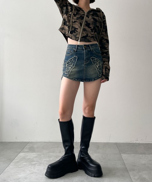 dispark(ディスパーク)の「DISPARK/カーブヘムダブルZIPパーカー(パーカー・レディース・その他1/ブラック/杢グレー・FREE)」の6枚目の写真