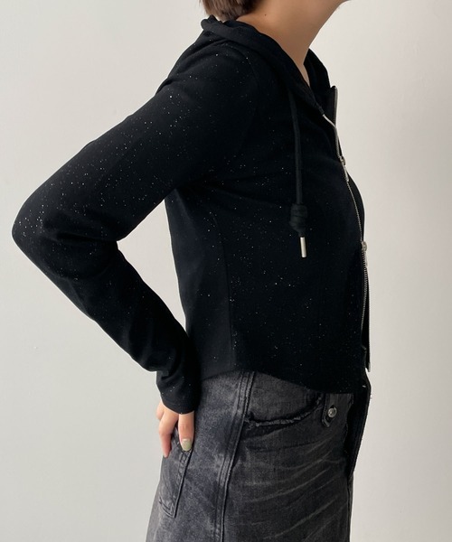 dispark(ディスパーク)の「DISPARK/カーブヘムダブルZIPパーカー(パーカー・レディース・その他1/ブラック/杢グレー・FREE)」の9枚目の写真