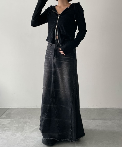 dispark(ディスパーク)の「DISPARK/カーブヘムダブルZIPパーカー(パーカー・レディース・その他1/ブラック/杢グレー・FREE)」の10枚目の写真