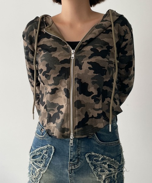 dispark(ディスパーク)の「DISPARK/カーブヘムダブルZIPパーカー(パーカー・レディース・その他1/ブラック/杢グレー・FREE)」の16枚目の写真