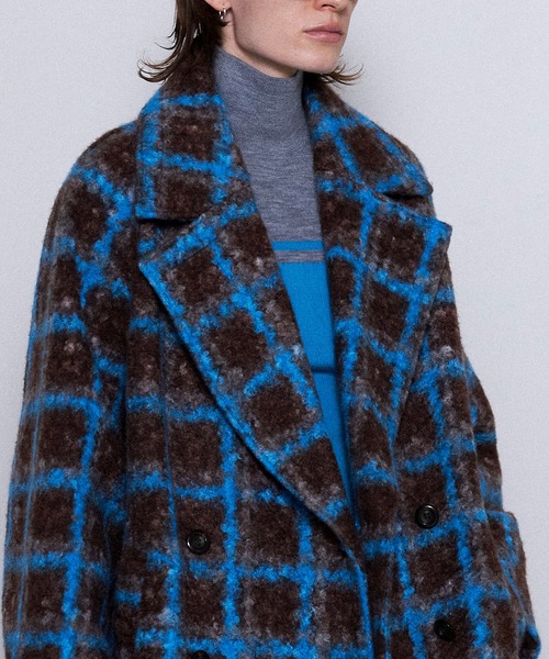 Checkered Over Silhouette Middle Coat/チェックオーバーミドル