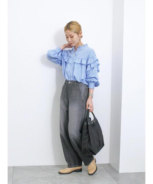 Samansa Mos2 blue（サマンサモスモスブルー）の「【ECO DENIM】カーブパンツ（その他パンツ・レディース・チャコールグレー/ブルー/ネイビー・F）」の8枚目の写真