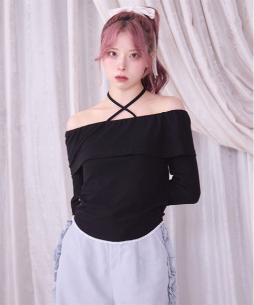 【セール】オフショルレーストップス（Tシャツ/カットソー）｜FickleBebe（フィクルベベ）