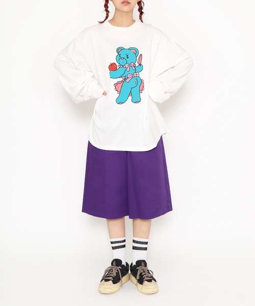 PUNYUS（プニュズ）の「ベアプリントビッグロンＴ（Tシャツ/カットソー・レディース・ブラック/ホワイト・3/4）」の11枚目の写真
