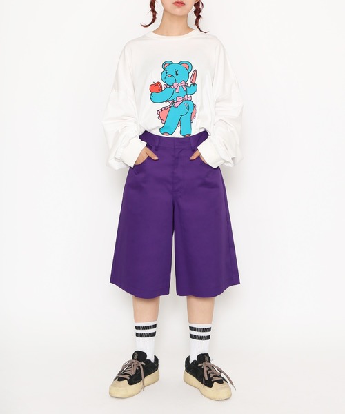 PUNYUS（プニュズ）の「ベアプリントビッグロンＴ（Tシャツ/カットソー・レディース・ブラック/ホワイト・3/4）」の12枚目の写真