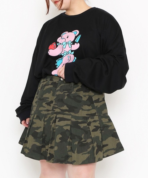 PUNYUS（プニュズ）の「ベアプリントビッグロンＴ（Tシャツ/カットソー・レディース・ブラック/ホワイト・3/4）」の5枚目の写真