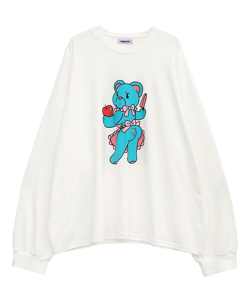 PUNYUS（プニュズ）の「ベアプリントビッグロンＴ（Tシャツ/カットソー・レディース・ブラック/ホワイト・3/4）」の15枚目の写真