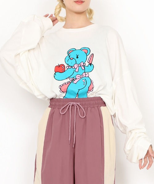 PUNYUS（プニュズ）の「ベアプリントビッグロンＴ（Tシャツ/カットソー・レディース・ブラック/ホワイト・3/4）」の8枚目の写真