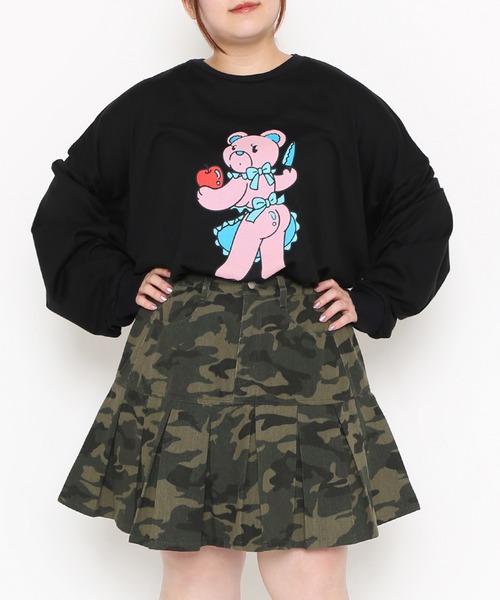 PUNYUS（プニュズ）の「ベアプリントビッグロンＴ（Tシャツ/カットソー・レディース・ブラック/ホワイト・3/4）」の4枚目の写真