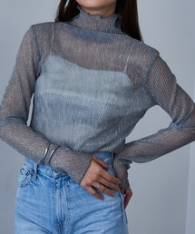 【MAISON BREEZE】ラメプリーツシアータートルトップス XNN