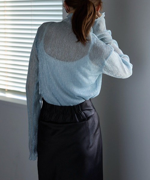 MAISON BREEZE（メゾンブリーズ）の「【MAISON BREEZE】ラメプリーツシアータートルトップス XNN（Tシャツ/カットソー・レディース・ライトグレー/ピンク/ブラック/ゴールド/シルバー/ライトベージュ/グレー/オフホワイト・FREE）」の10枚目の写真