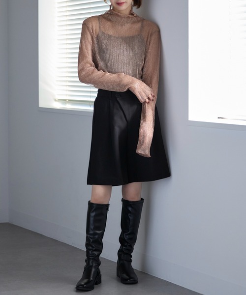 MAISON BREEZE（メゾンブリーズ）の「【MAISON BREEZE】ラメプリーツシアータートルトップス XNN（Tシャツ/カットソー・レディース・ライトグレー/ピンク/ブラック/ゴールド/シルバー/ライトベージュ/グレー/オフホワイト・FREE）」の22枚目の写真